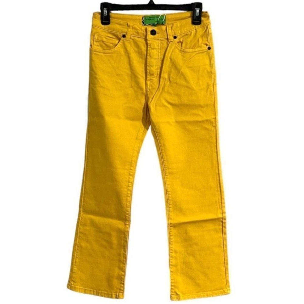 NEW SANDRINE‎ ROSE X FREE PEOPLE WIDE LEG YELLOW HIGH RISE CROP JEANS 25, NWT